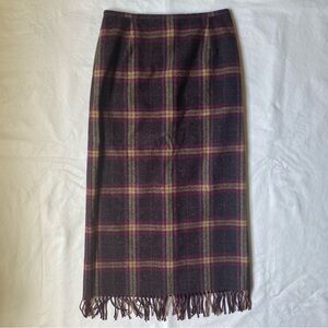 Vintage Purple Plaid Wool Maxi Skirt